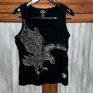 Harley-Davidson Black Tank Top with Silver Eagle Design